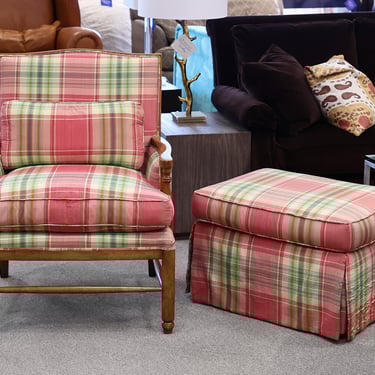 Custom Plaid Chair and Ottoman