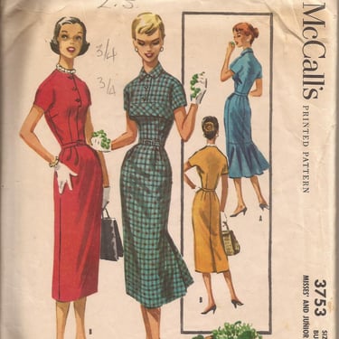 1950s McCall Dress Pattern, #3753, Junior Size 13 