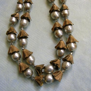 Vintage Miriam Haskell With Faux Pearls and Montees, Old Haskell Pearl Necklace, Unusual Vintage Haskell Necklace  (#4475) 