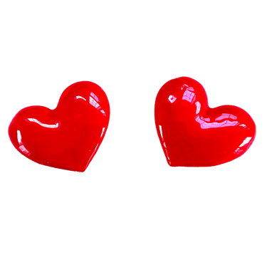 The Pink Reef Oversized Puff Heart Stud in Red