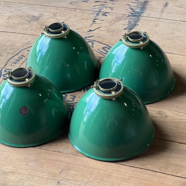 Set of 4 7” Porcelain Enamel Light Fixture Shades 