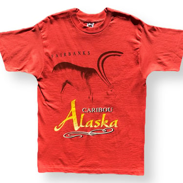 Vintage 90s Fairbanks Alaska Caribou Big Print Graphic Nature & Animal T-Shirt Size Medium/Large 