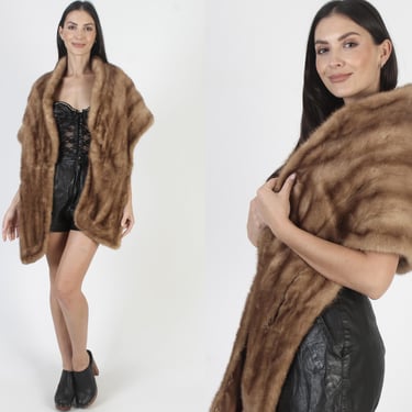 Real Mink Stole With Fur Under Collar, 60s Wedding Pockets Bolero, Mother Of The Bride Wrap 