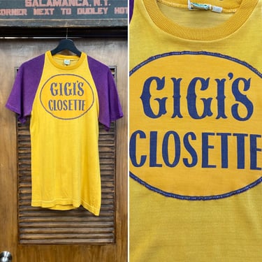 Vintage 1950’s “GiGi’s Closette” Two-Tone Athletic Sports Durene Jersey T-Shirt, 50’s Tee Shirt, Vintage Clothing 