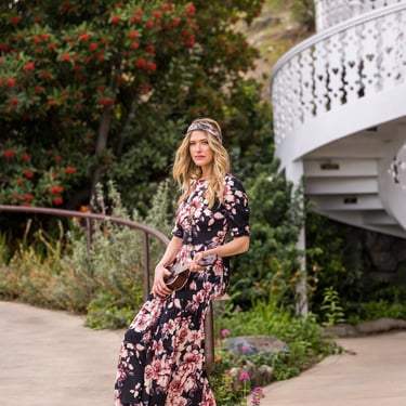 Magnolia Nocturne Fitted Maxi Dress 