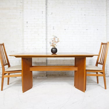 Vintage MCM teak japanese style dining table w/ extendable leaf | Free delivery only in NYC and Hudson Valley areas 