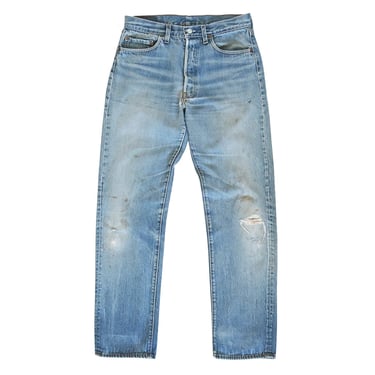 stonewash Levis denim / Levis 501 / 1980s stonewash Levis 501 high waist distressed jeans 32 