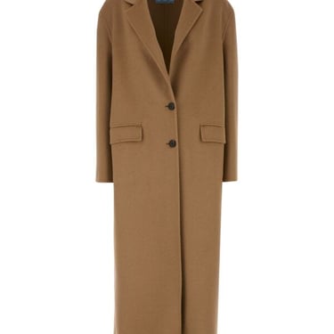 Prada Women Camel Wool Blend Coat