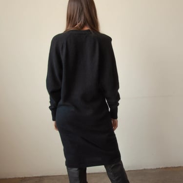2969d / black angora lambswool sweater dress / s / m 