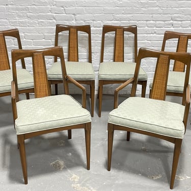 Mid Century Modern Walnut CANED DINING CHAIRS, Set of 6 