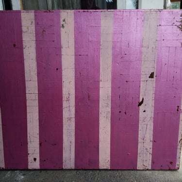 Wood Cafe Table Top with Pink and White Stripes 1.375 x 24 x 28.875
