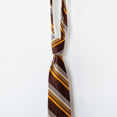 1970s Brown and Yellow Striped Tie