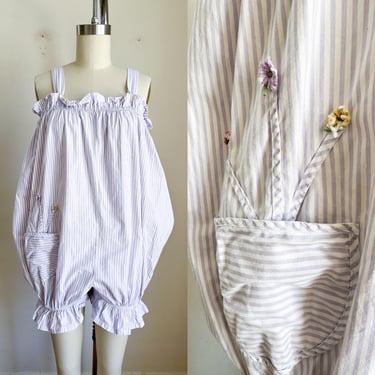 Vintage 1960-70s Candy Striped Romper / fits on many 