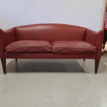 Illum Wikkelso Danish Modern Leather Sofa Loveseat 