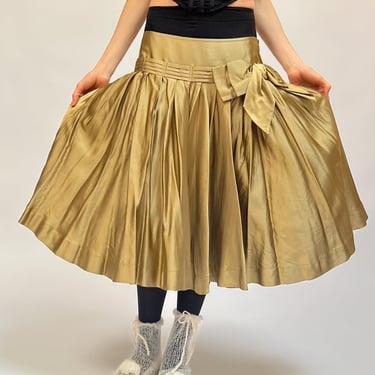 DKNY Gold Silk Bow Skirt (M)