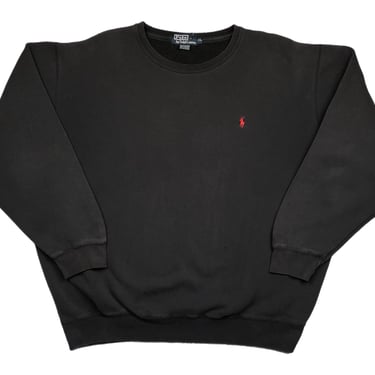 Vintage 90s Polo by Ralph Lauren Made in USA Faded Embroidered Horseman Crewneck Sweatshirt Pullover Size XL 