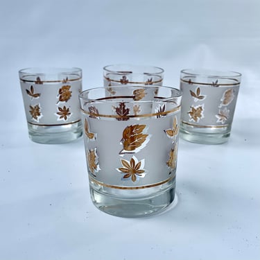LIbbey Golden Foliage Frosted Whiskey Glasses