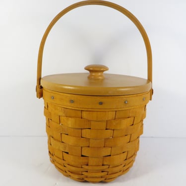 Vintage Logaberger Basket with Lid - 2000 Longaberger Lidded Basket 