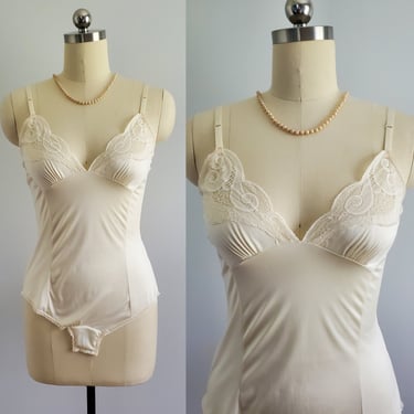 1970s Fashion Lingerie Teddy with Snap Crotch - 70s Lingerie - Women's Vintage Size Medium 