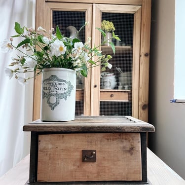 Beautiful vintage rustic French heavy wood and metal radiator 