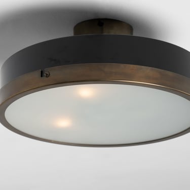 Black Metal and Satin Glass Ceiling Mount