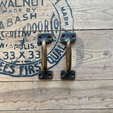 Pair of Antique Brass Salvaged Handles/Pulls 