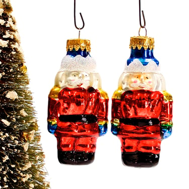 VINTAGE: 2 Glass Soldier Ornaments - Figural Christmas Ornaments - Mercury Ornaments - SKU 26-B-00014017 