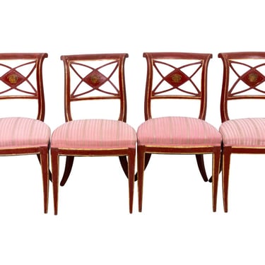 Set of Four Painted and Decorated Directoire Side Chairs