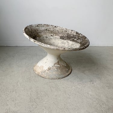 WHITE FIBER CEMENT ASYMMETRICAL OFF-KILTER PLANTER BY WILLY GUHL, 60's