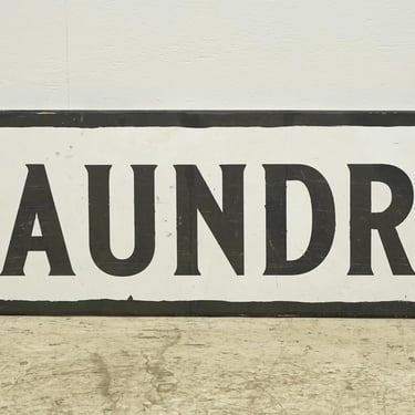 Reclaimed 35 in. Black & White Wood Laundry Wall Sign