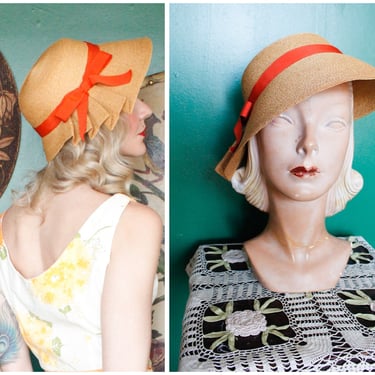 1940s Hat // June Sunset Carson Pirie Scott & Co Woven Hat // vintage 40s hat 