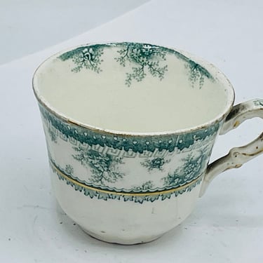 Antique Maddock Hamilton Green Demitasse Teacup, Antique Green Transferware Teacup 