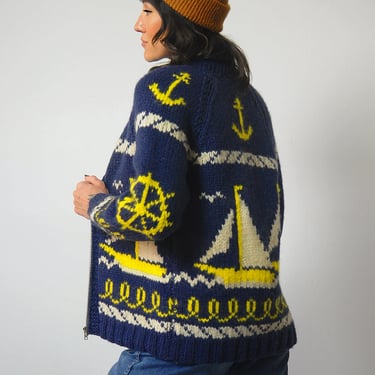 1950's Nautical Wool Cowichan Cardigan