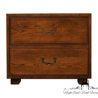 HENREDON FURNITURE Solid Walnut Artefacts Collection Italian Campaign Style 25" Two Drawer Nightstand 