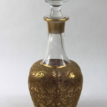 1930s Paden City Glass Co Spring Orchard Decanter 22 Karat Gold 