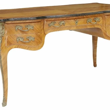Desk, Writing, Plat, Bureau, Louis XV Style Matched-Veneer, Vintage, 20th C.!