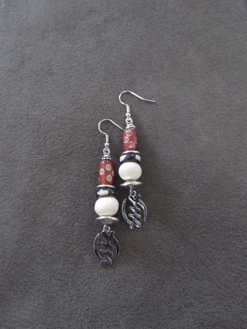 Gye Nyame store Sterling Silver Dangly Drop Earrings