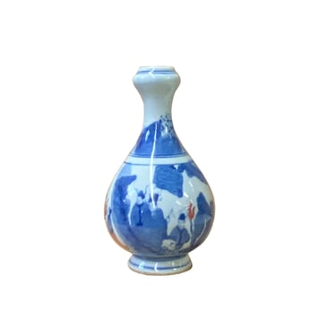 Chinese Red Blue White Porcelain Hand-painted Graphic Small Vase ws2838E 