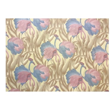Modern Polished Cotton Fabric With Tropical Flamingo Design, 9 Yards Total 