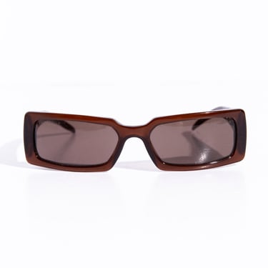 CHANEL 90s Brown Square Sunnies with Quilted Arms