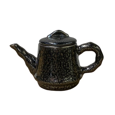 Chinese Jianye Clay Silver Black Glaze Decor Teapot Display Art ws2668E 