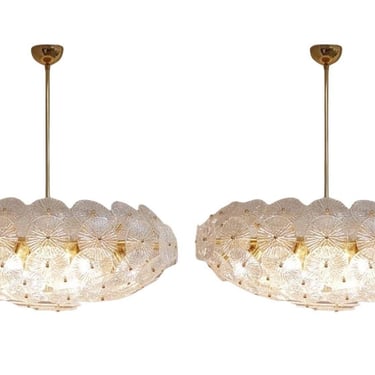 Oversized Pair of Italian Loto Chandeliers,1970's.