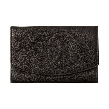 Chanel Black Caviar Logo Wallet