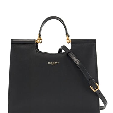 Dolce & Gabbana Black Calfskin Tote Bag With Adjustable Shoulder Strap Women