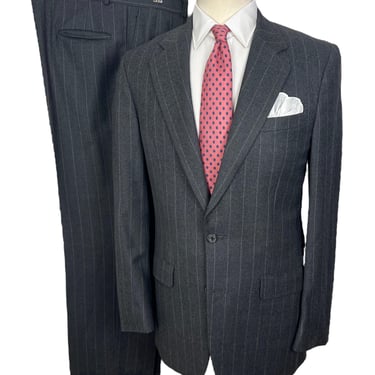 Vintage HICKEY-FREEMAN Wool 2pc Chalk Stripe Suit ~ size 36 Long ~ jacket / pants ~ Preppy / Ivy Style / Trad ~ 