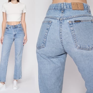 Small 80s Mid Rise Distressed Light Wash Jeans | Vintage H.I.S. Denim Straight Leg Mom Jeans 