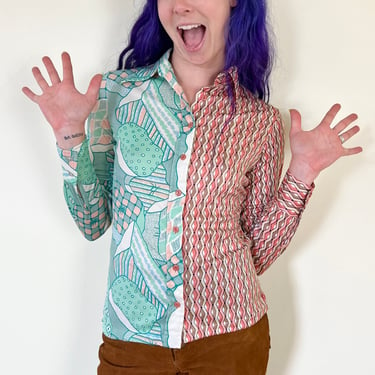 70’s LBV Duplex Disco Shirt Two Sided Psychedelic Upcycled Button Up