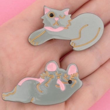 Mouse & Cat Hair Clips Set of Two