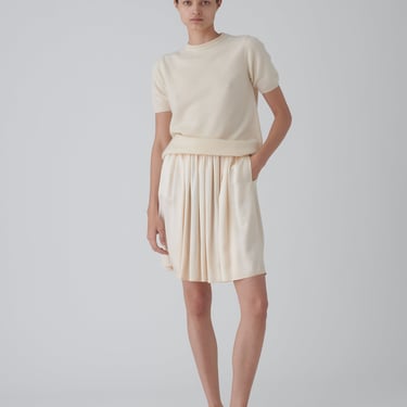 Gathered Ivory Silk Skirt