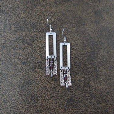 Crystal and silver chandelier earrings purple 